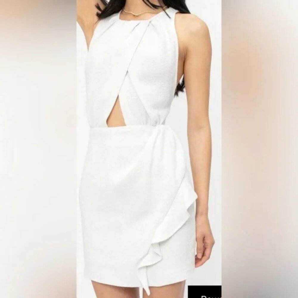IRO Paris Yasmina Dress Ivory/silver Tweed Asymmetric Cutout Mini Wrap Sheath 10 - Picture 15 of 15